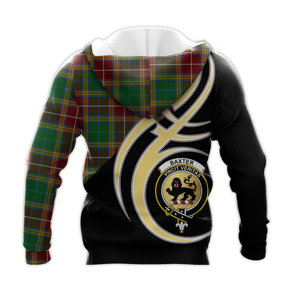 Printivon Baxter Clan Believe In Me Crest Tartan Knitted Hoodie Custom Your Text