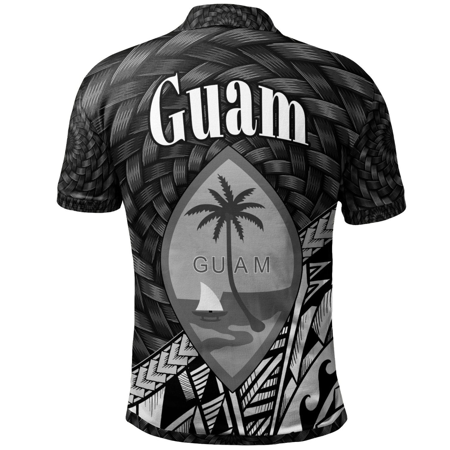 Guam Polo Shirt - Custom Personalised Black Tapa Patterns With Bamboo