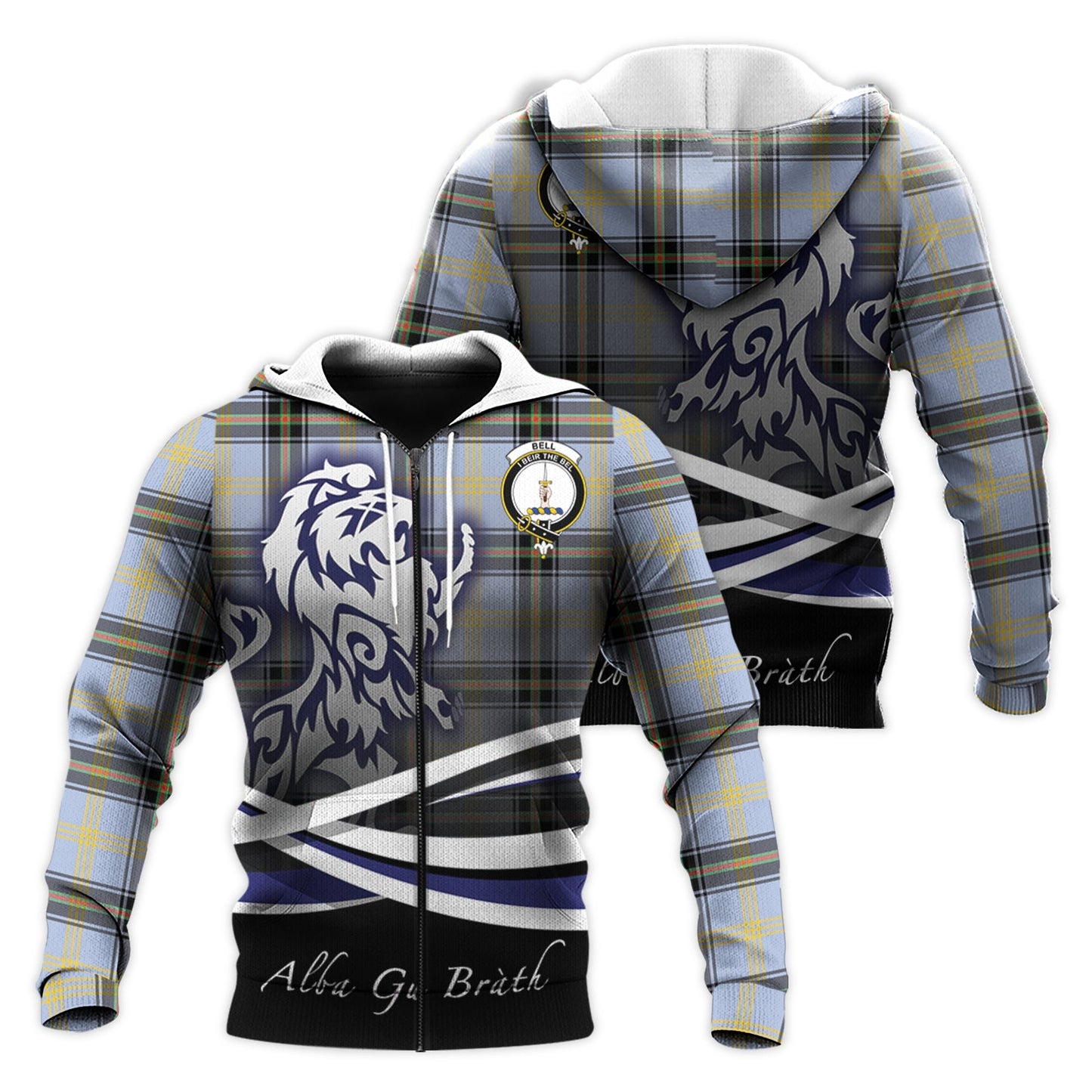 Printivon Bell Tartan Scottish Lion Hoodie