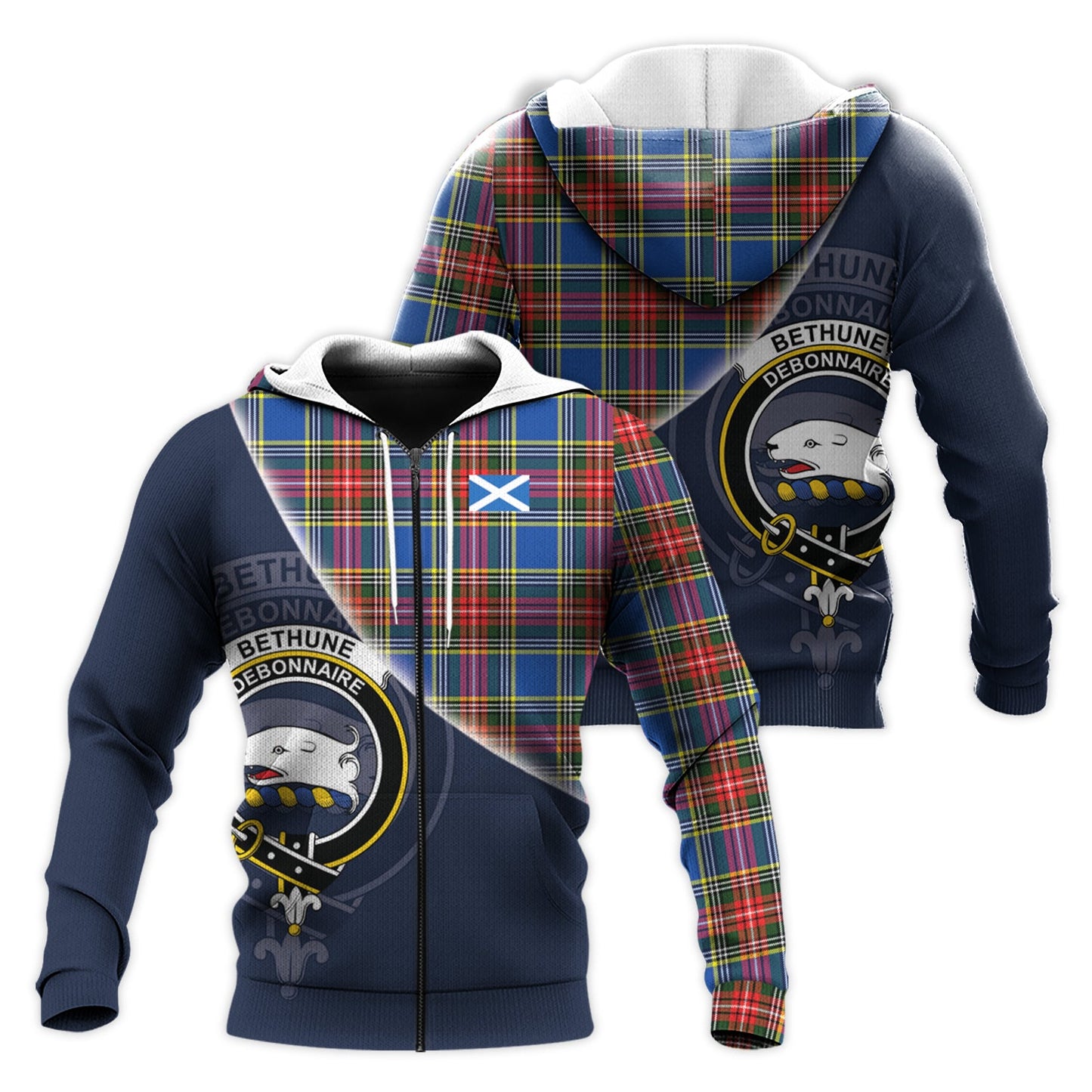 Printivon Bethune Tartan Scottish Crest Hoodie