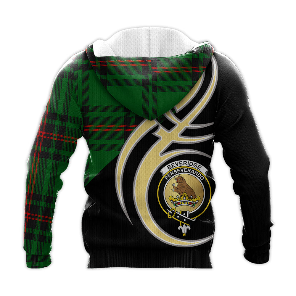 Printivon Beveridge Clan Believe In Me Crest Tartan Knitted Hoodie Custom Your Text