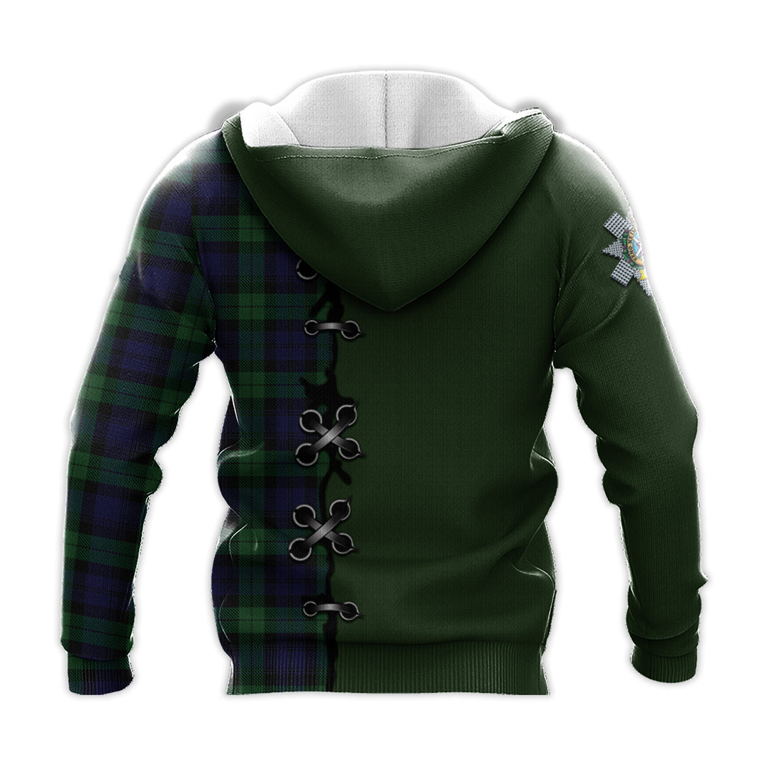 Printivon Black Watch Tartan Hoodie Lion Rampant And Celtic Thistle Style