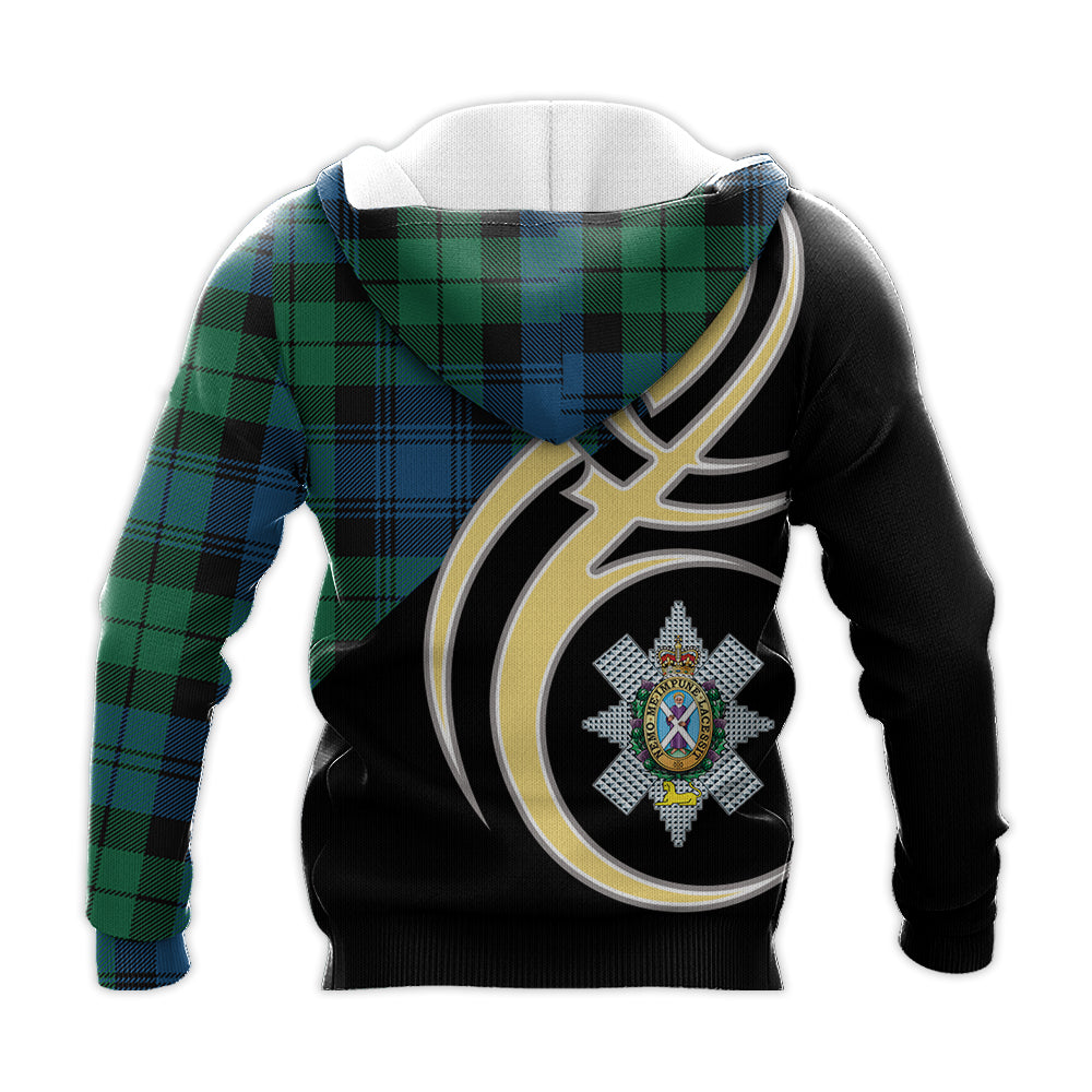 Printivon Black Watch Ancient Clan Believe In Me Crest Tartan Knitted Hoodie Custom Your Text