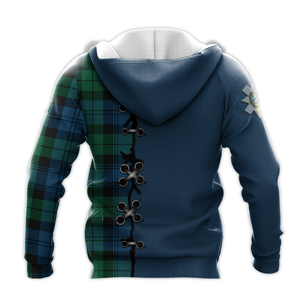 Printivon Black Watch Ancient Tartan Hoodie Lion Rampant And Celtic Thistle Style