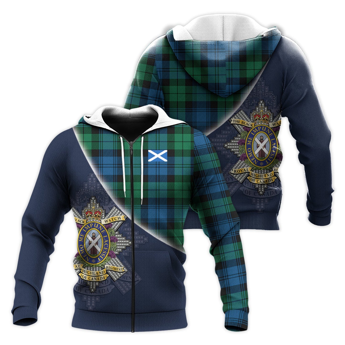 Printivon Black Watch Ancient Of Canada Tartan Scottish Crest Hoodie