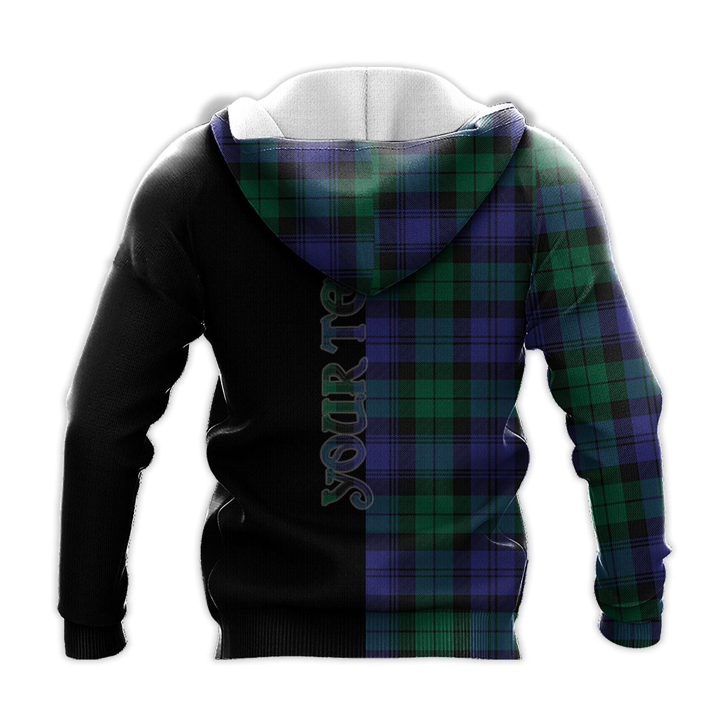 Printivon Black Watch Modern Tartan Personalize Half Hoodie