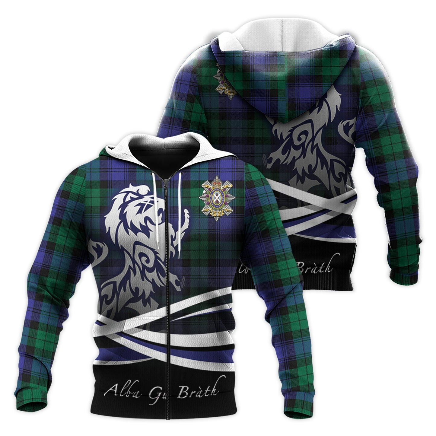 Printivon Black Watch Modern Of Canada Tartan Scottish Lion Hoodie