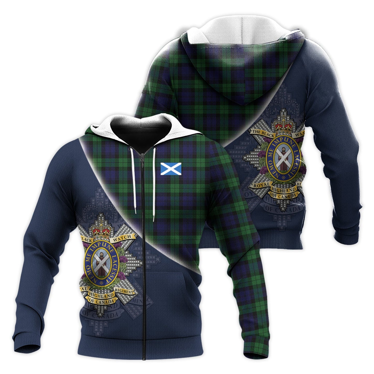 Printivon Black Watch Of Canada Tartan Scottish Crest Hoodie