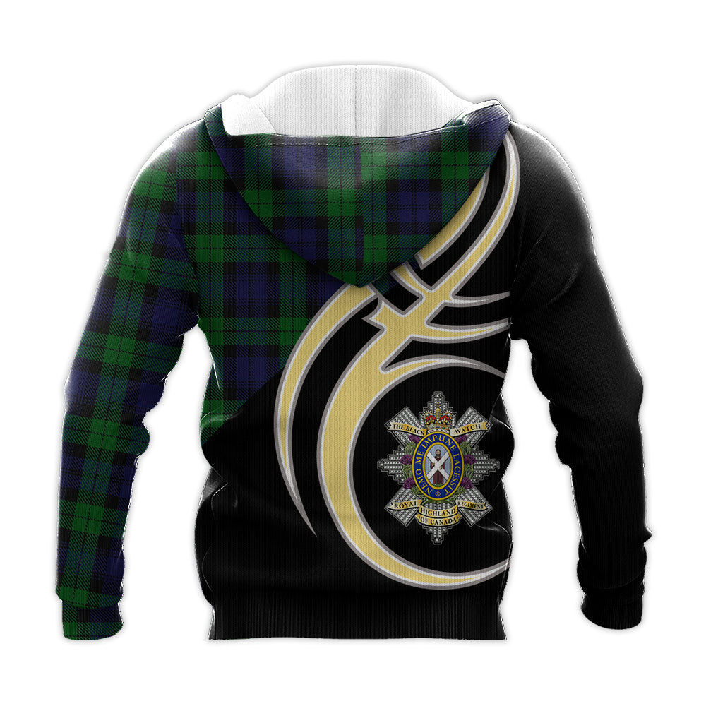 Printivon Black Watch Of Canada Clan Believe In Me Crest Tartan Knitted Hoodie Custom Your Text