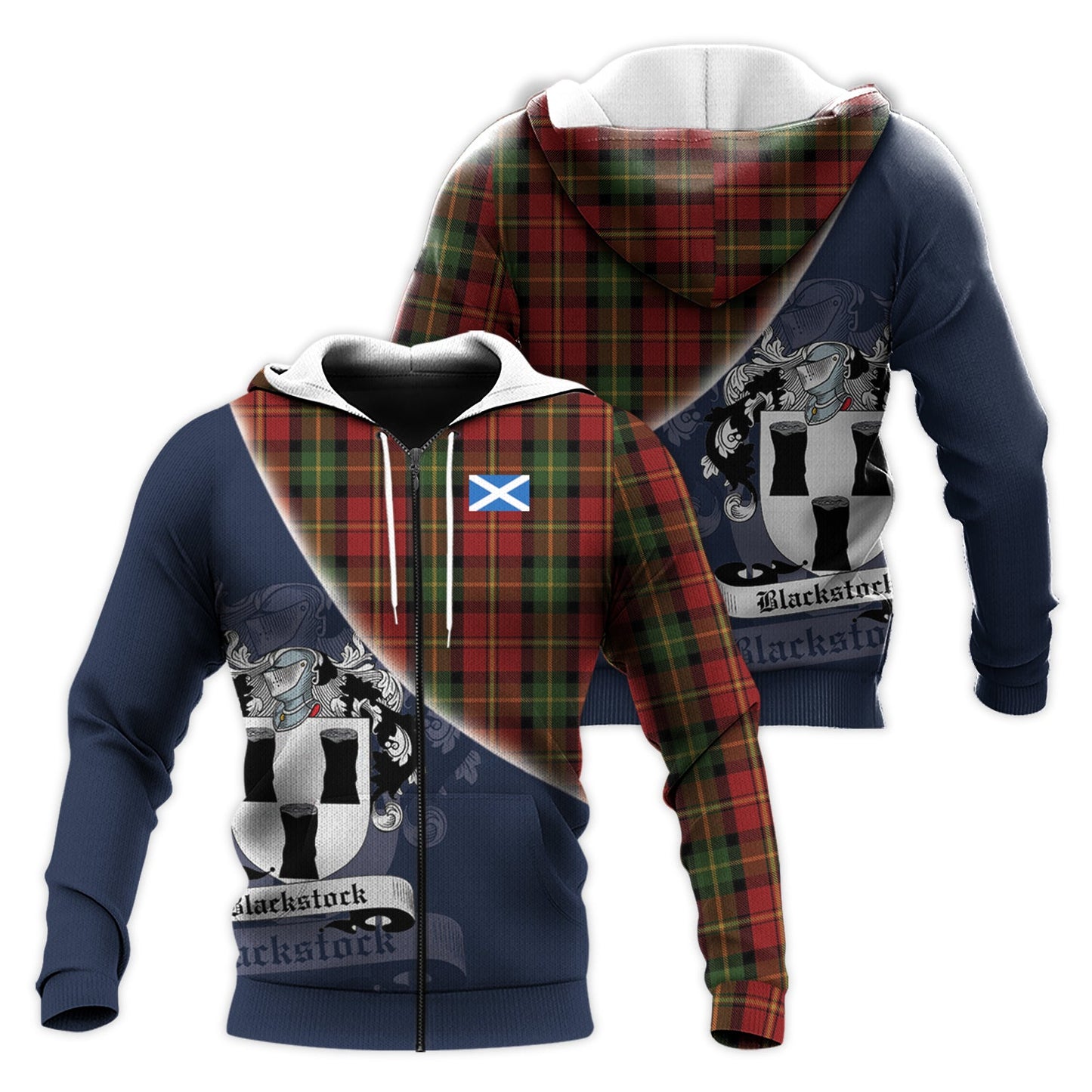 Printivon Blackstock Red Dress Tartan Scottish Crest Hoodie