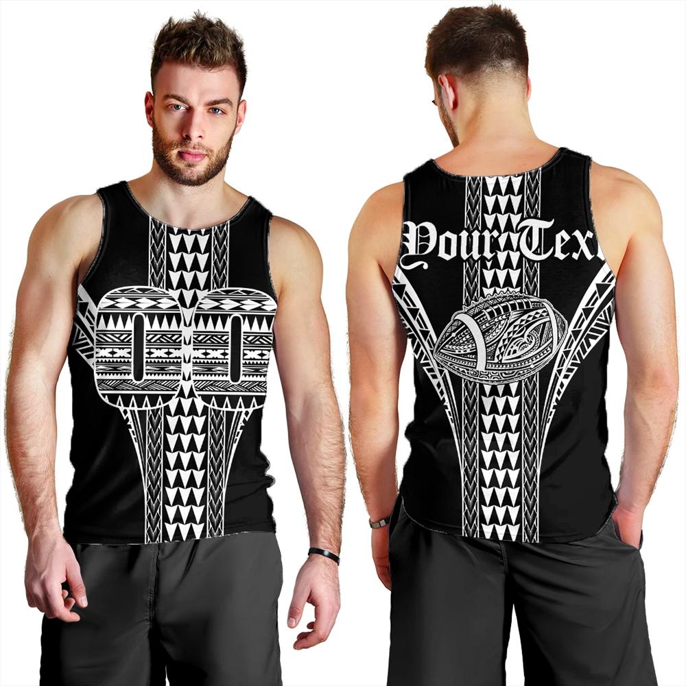 Personalised Hawaii Men's Tank Top Black White Football Tank Top AH