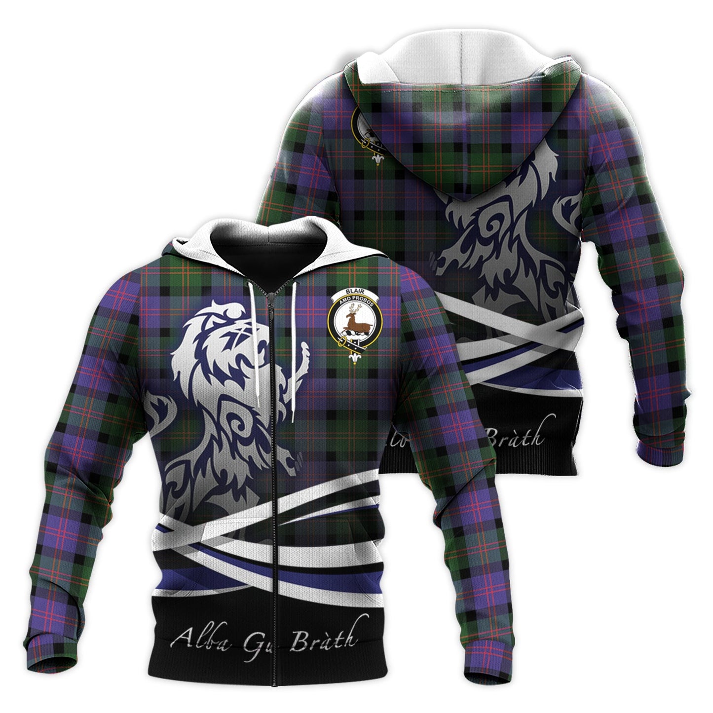 Printivon Blair Modern Tartan Scottish Lion Hoodie