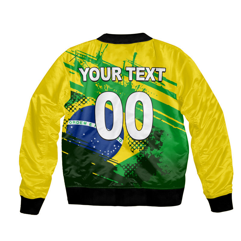 (Custom Personalised And Number) Brazil World Cup Soccer Bomber Jacket LT6