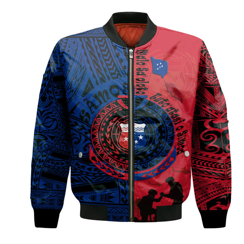 Samoa Independence Day Bomber Jacket Military Polynesian Pattern