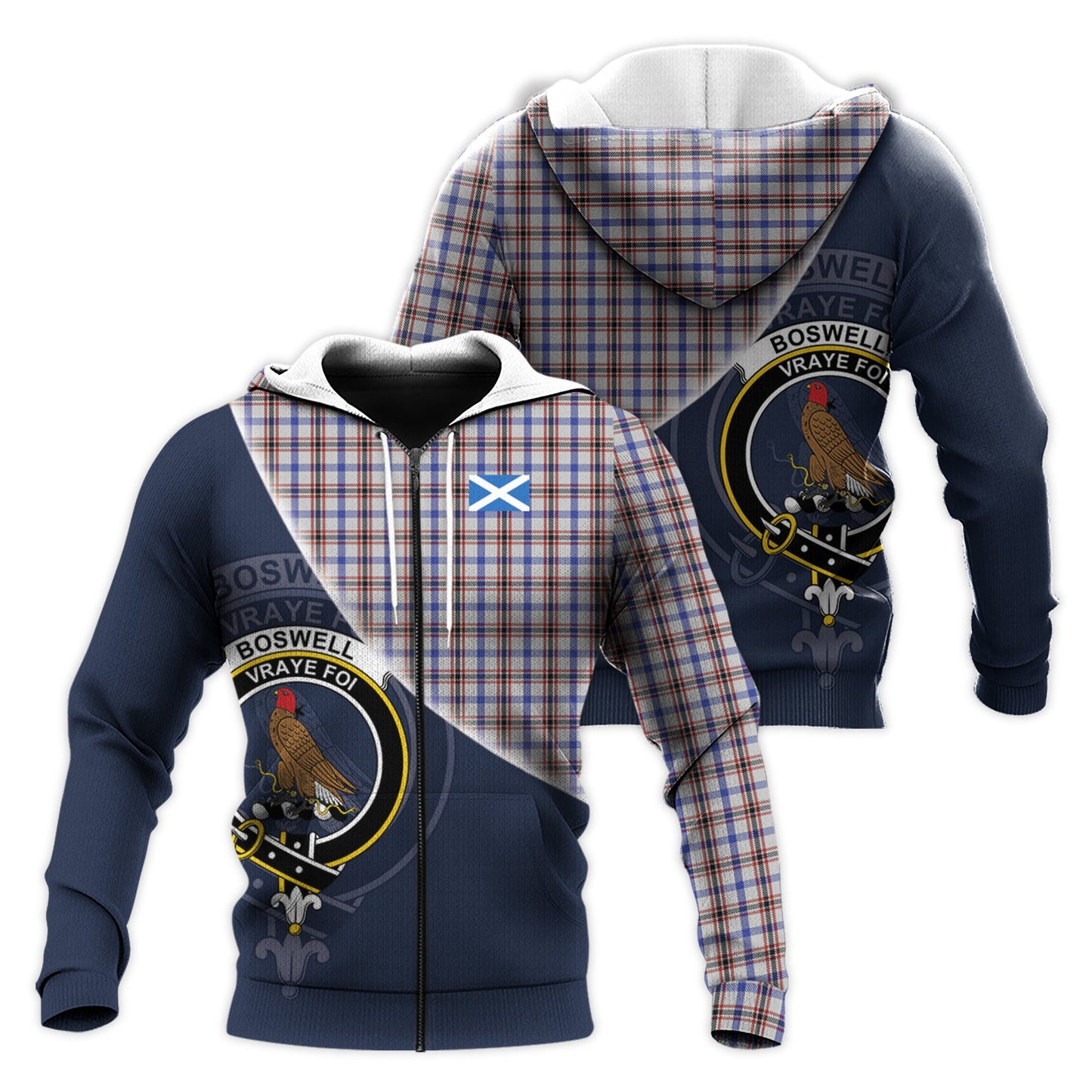 Printivon Boswell Tartan Scottish Crest Hoodie