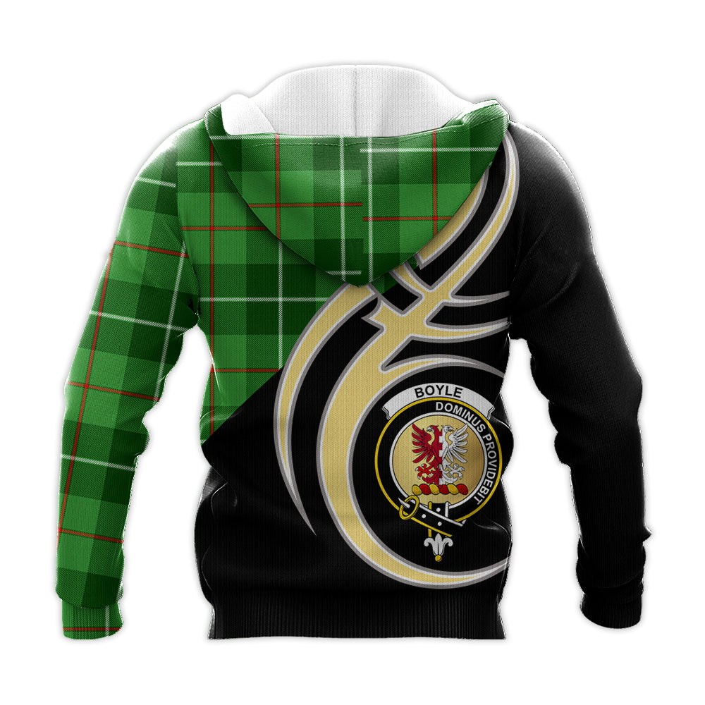 Printivon Boyle Clan Believe In Me Crest Tartan Knitted Hoodie Custom Your Text