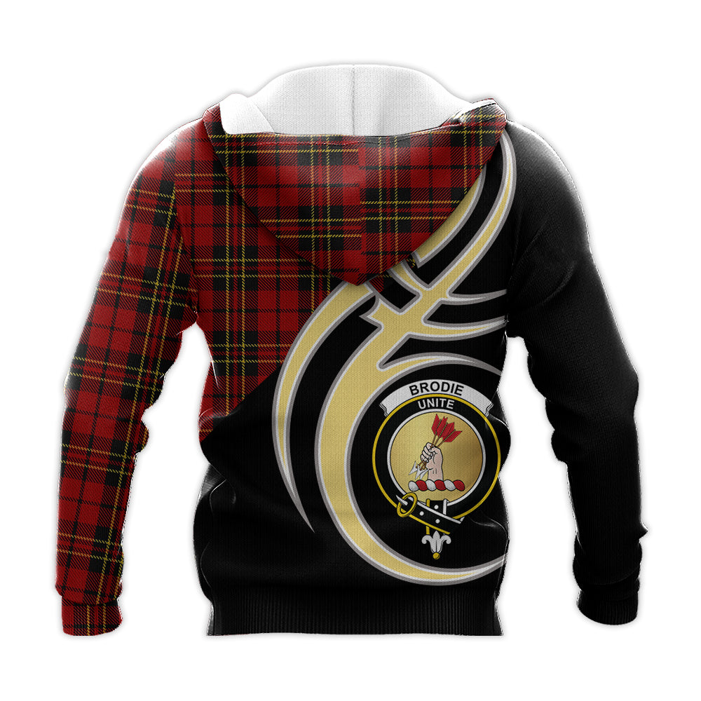 Printivon Brodie Clan Believe In Me Crest Tartan Knitted Hoodie Custom Your Text