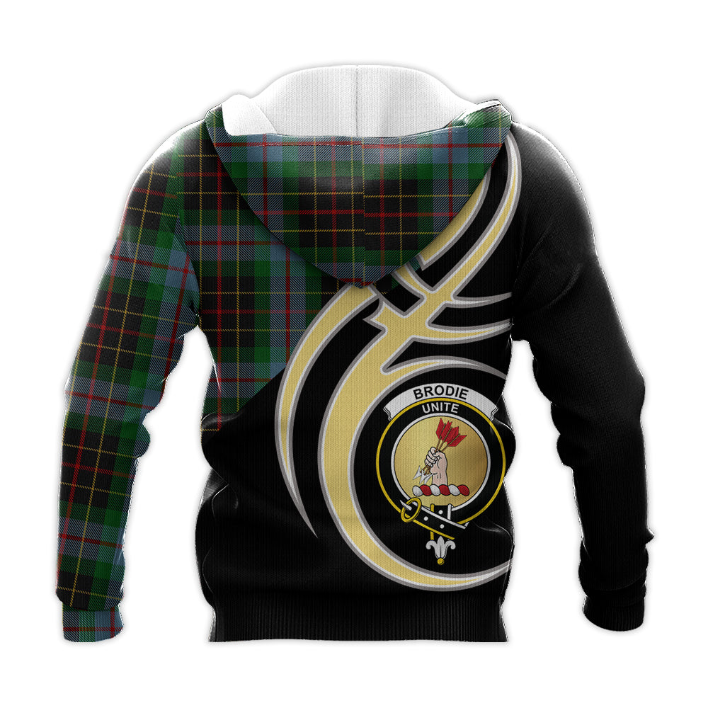 Printivon Brodie Hunting Clan Believe In Me Crest Tartan Knitted Hoodie Custom Your Text