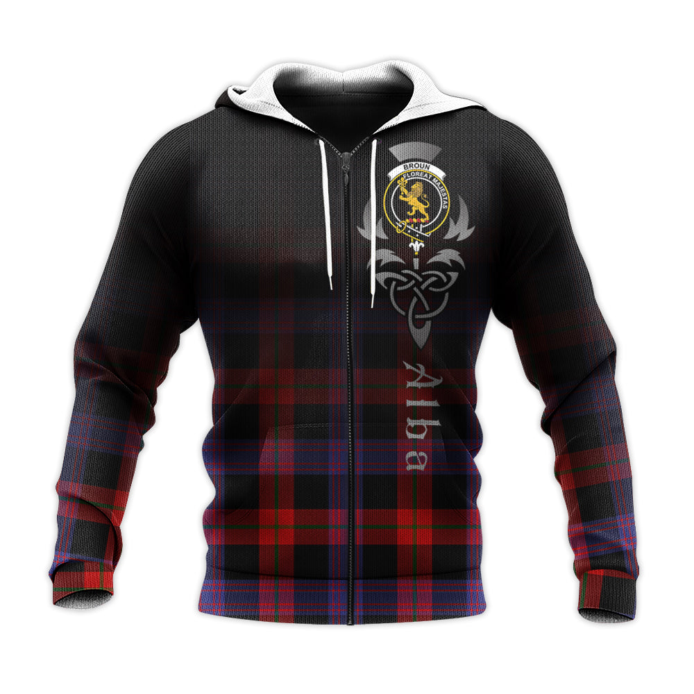 Printivon Broun Modern Tartan Crest Alba Celtic Hoodie