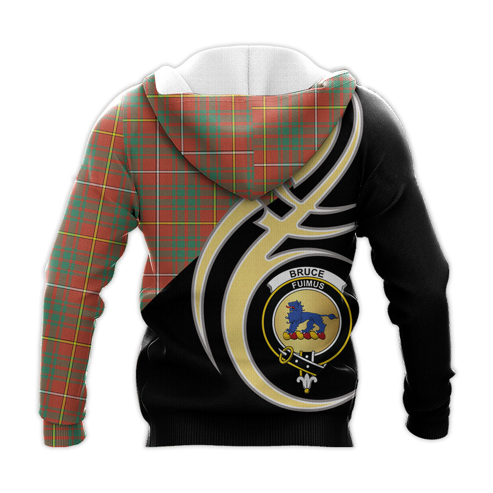 Printivon Bruce Ancient Clan Believe In Me Crest Tartan Knitted Hoodie Custom Your Text
