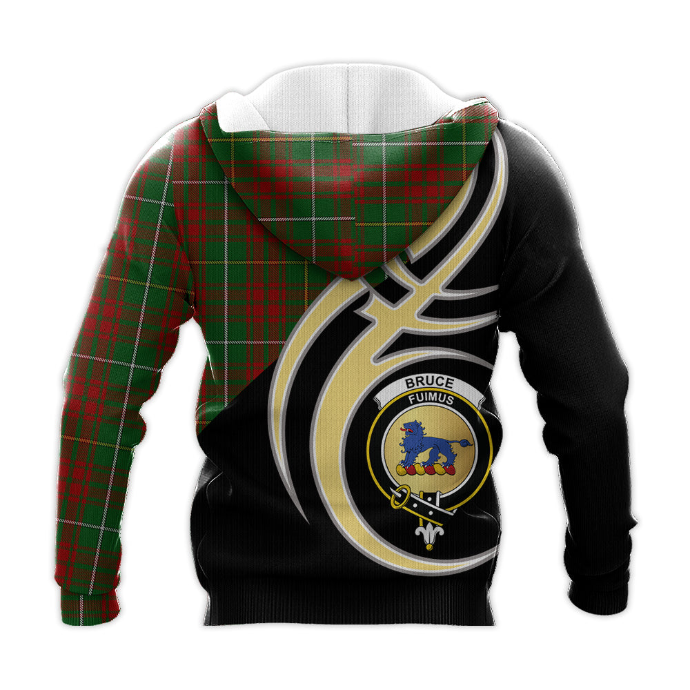 Printivon Bruce Hunting Clan Believe In Me Crest Tartan Knitted Hoodie Custom Your Text