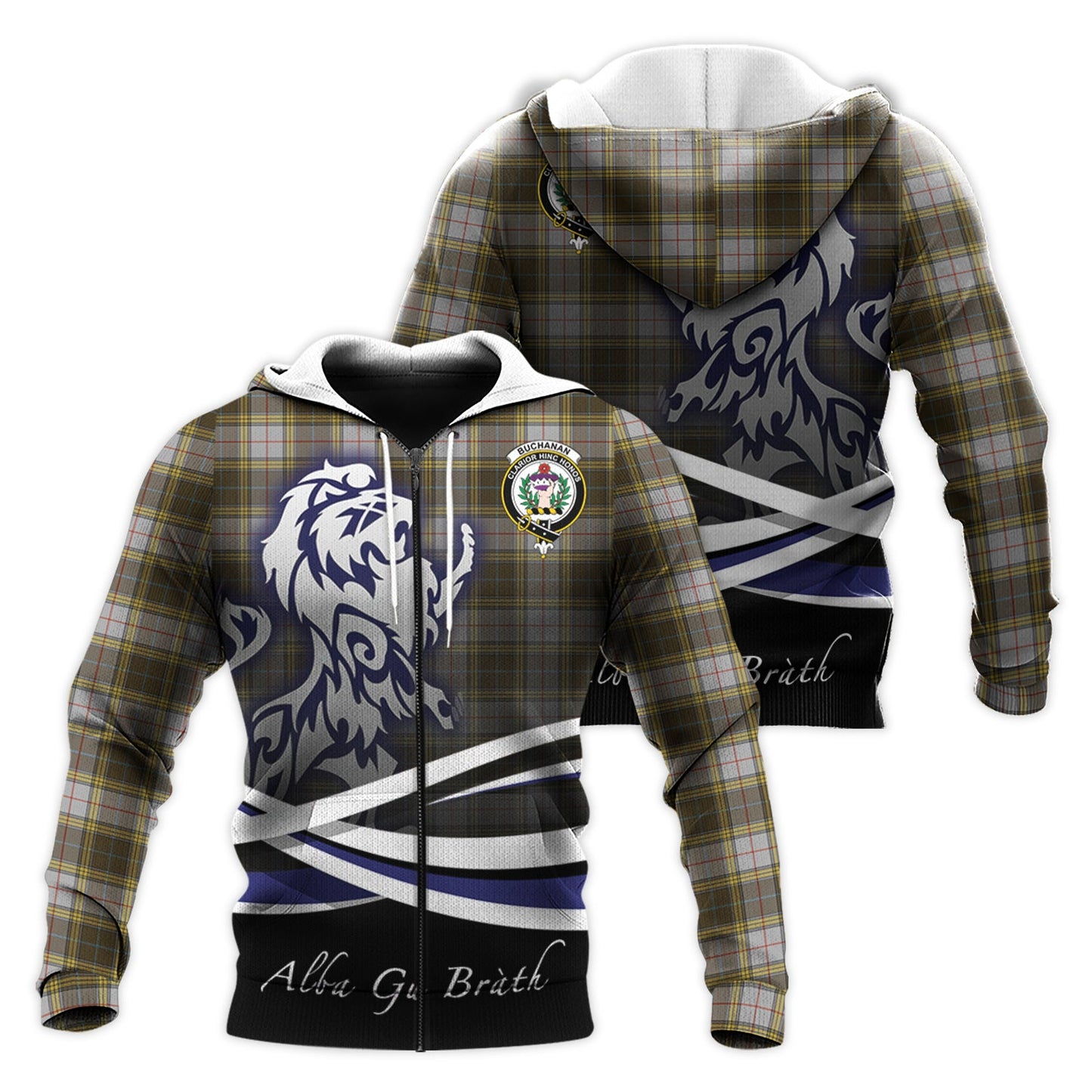 Printivon Buchanan Dress Tartan Scottish Lion Hoodie