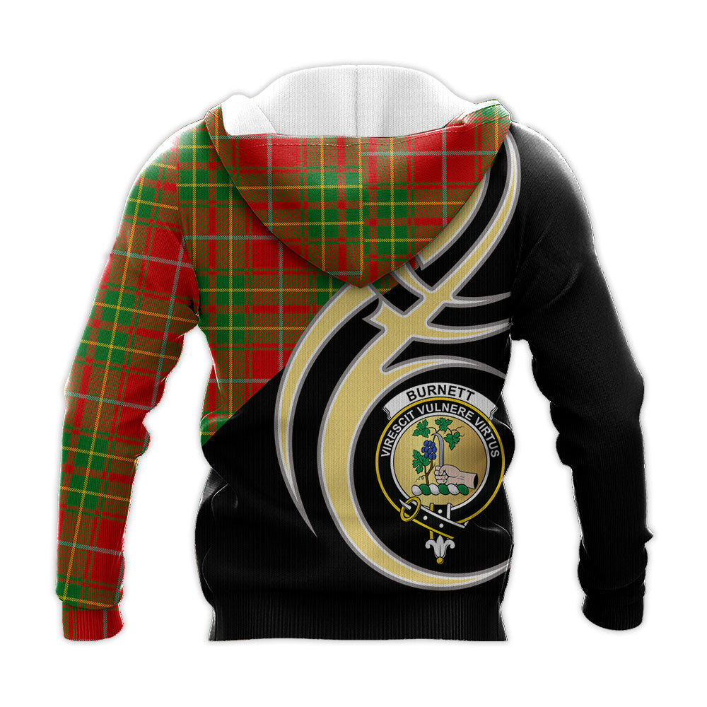 Printivon Burnett Ancient Clan Believe In Me Crest Tartan Knitted Hoodie Custom Your Text