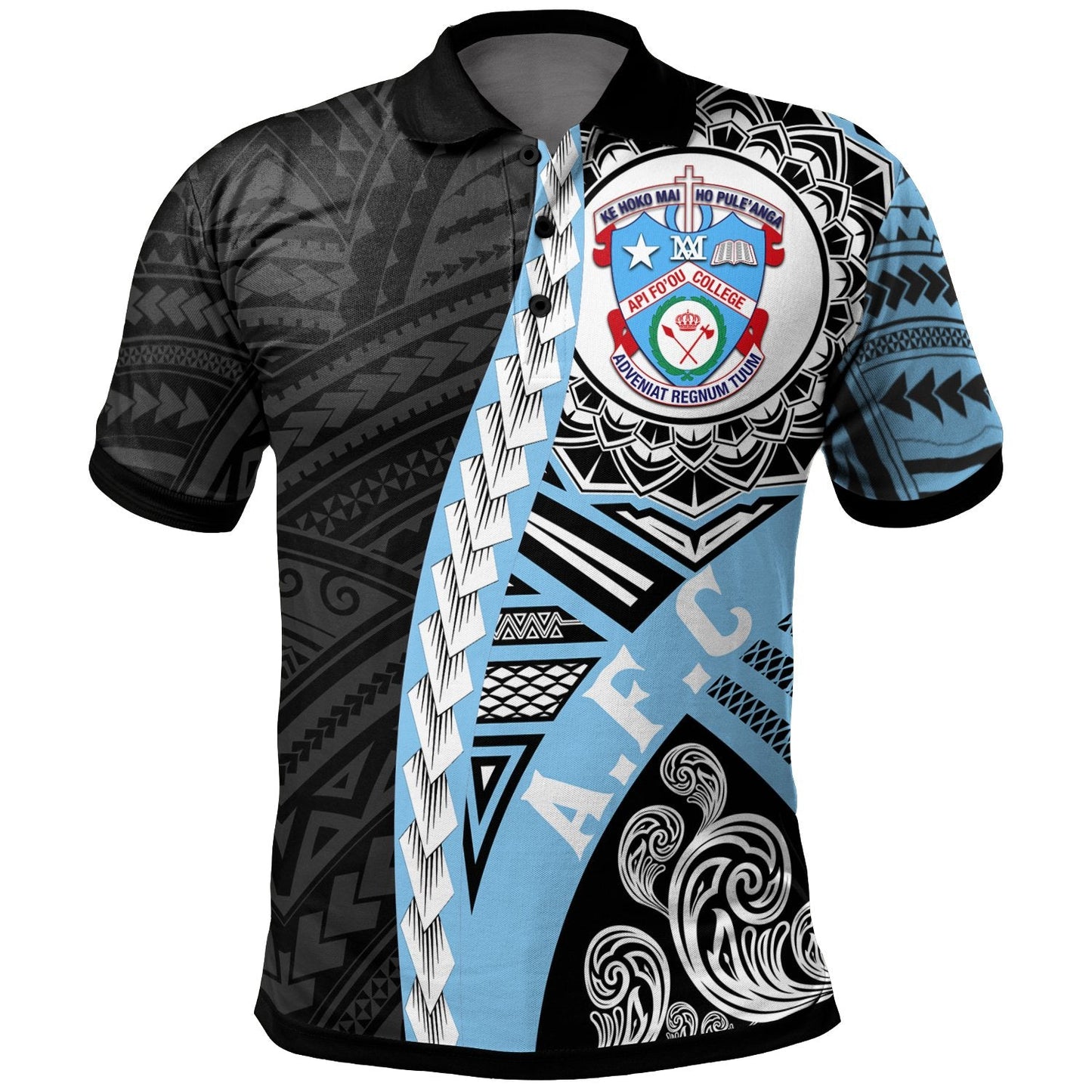 Tonga Polynesian Custom A.F.C Polo Shirt - Wave Tattoo