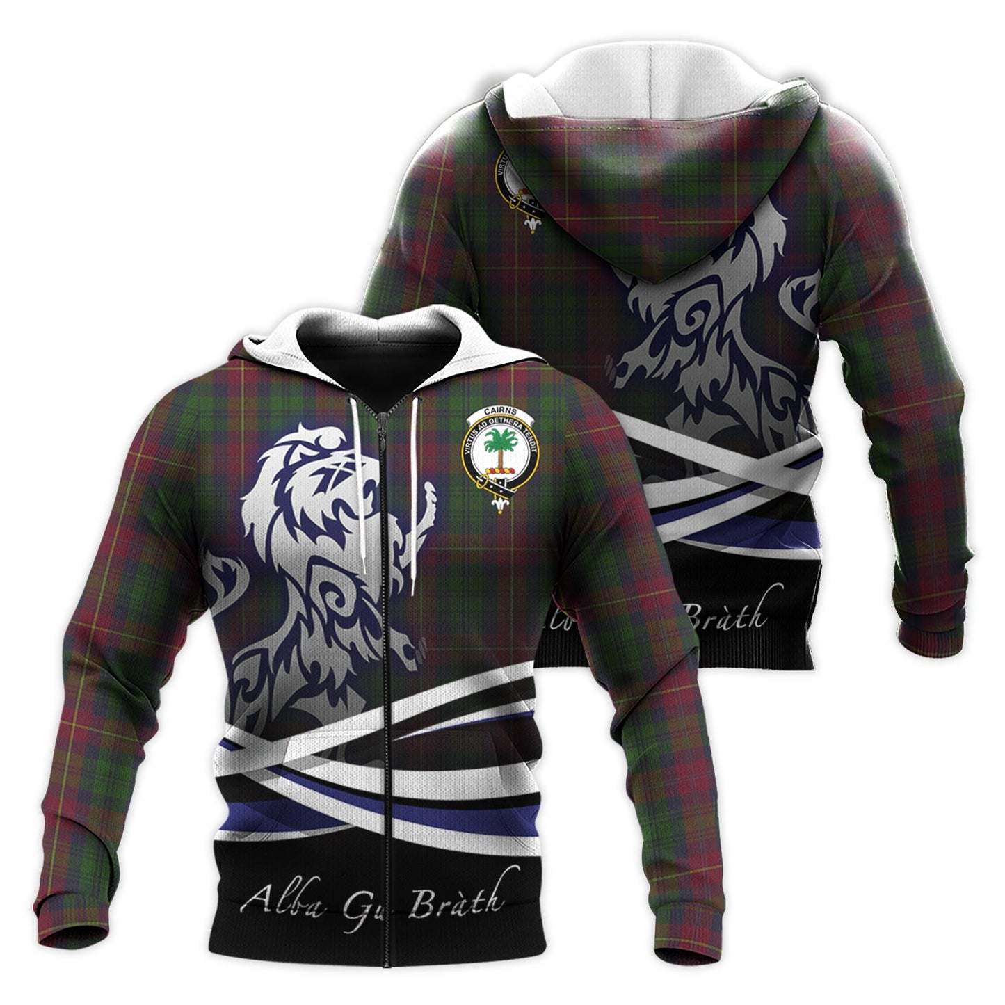 Printivon Cairns Tartan Scottish Lion Hoodie