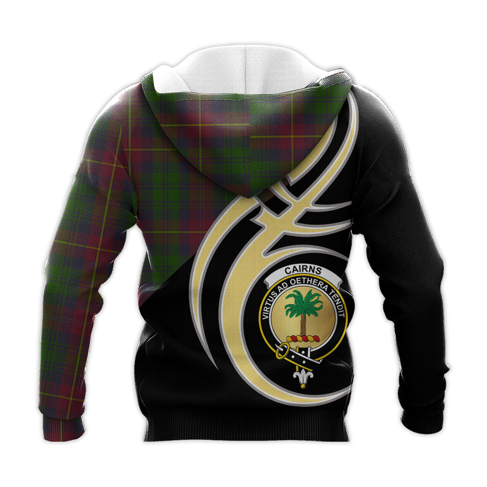 Printivon Cairns Clan Believe In Me Crest Tartan Knitted Hoodie Custom Your Text