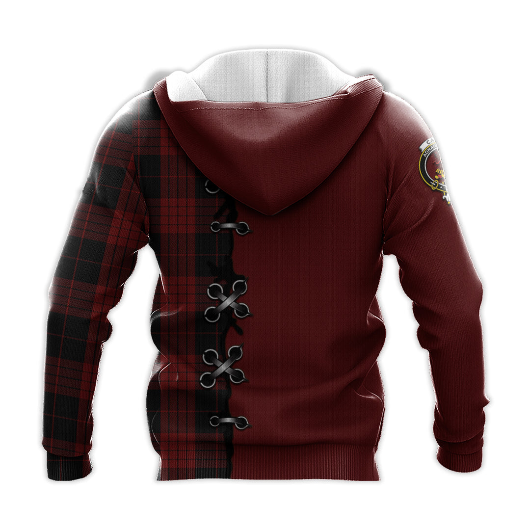 Printivon Cameron Black And Red Tartan Hoodie Lion Rampant And Celtic Thistle Style
