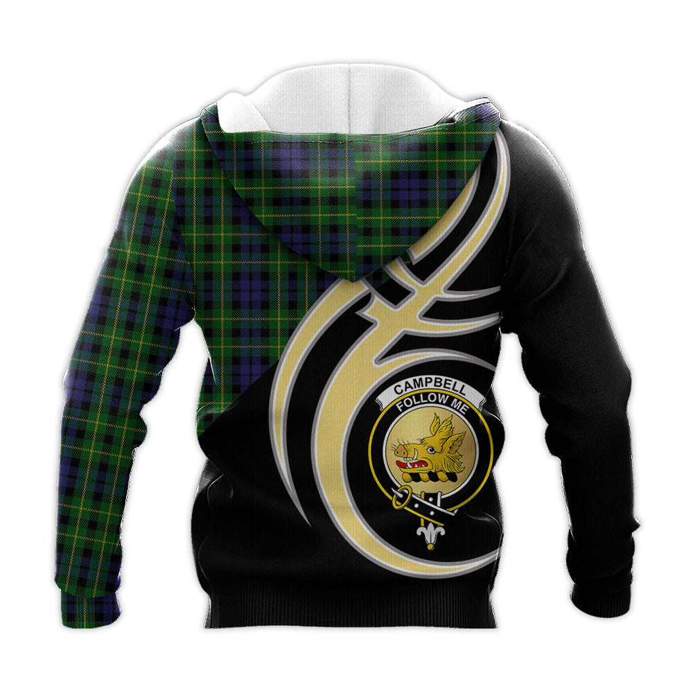 Printivon Campbell Of Breadalbane Clan Believe In Me Crest Tartan Knitted Hoodie Custom Your Text