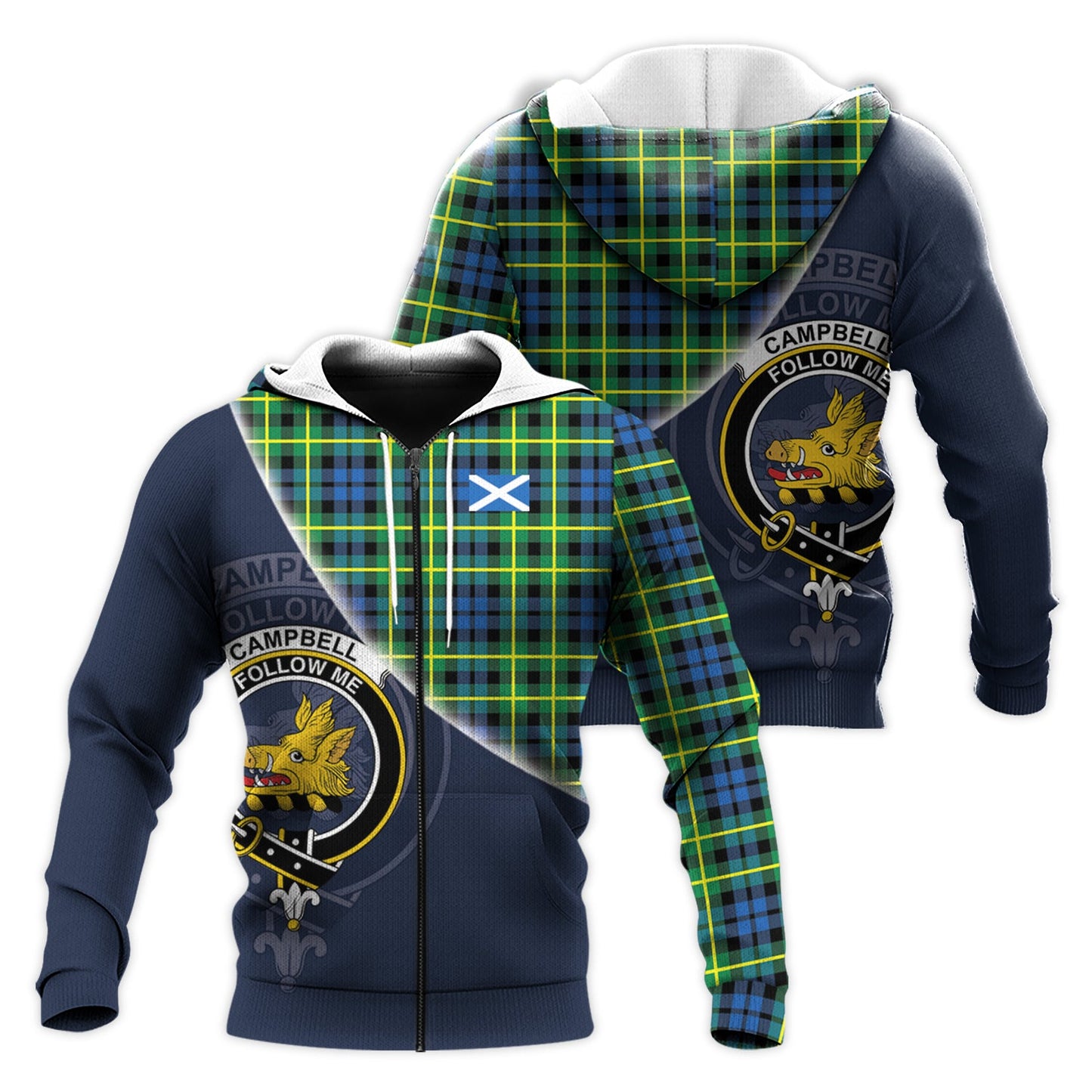 Printivon Campbell Of Breadalbane Ancient Tartan Scottish Crest Hoodie
