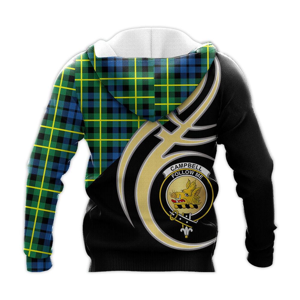 Printivon Campbell Of Breadalbane Ancient Clan Believe In Me Crest Tartan Knitted Hoodie Custom Your Text