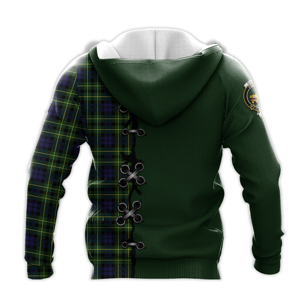 Printivon Campbell Of Breadalbane Modern Tartan Hoodie Lion Rampant And Celtic Thistle Style