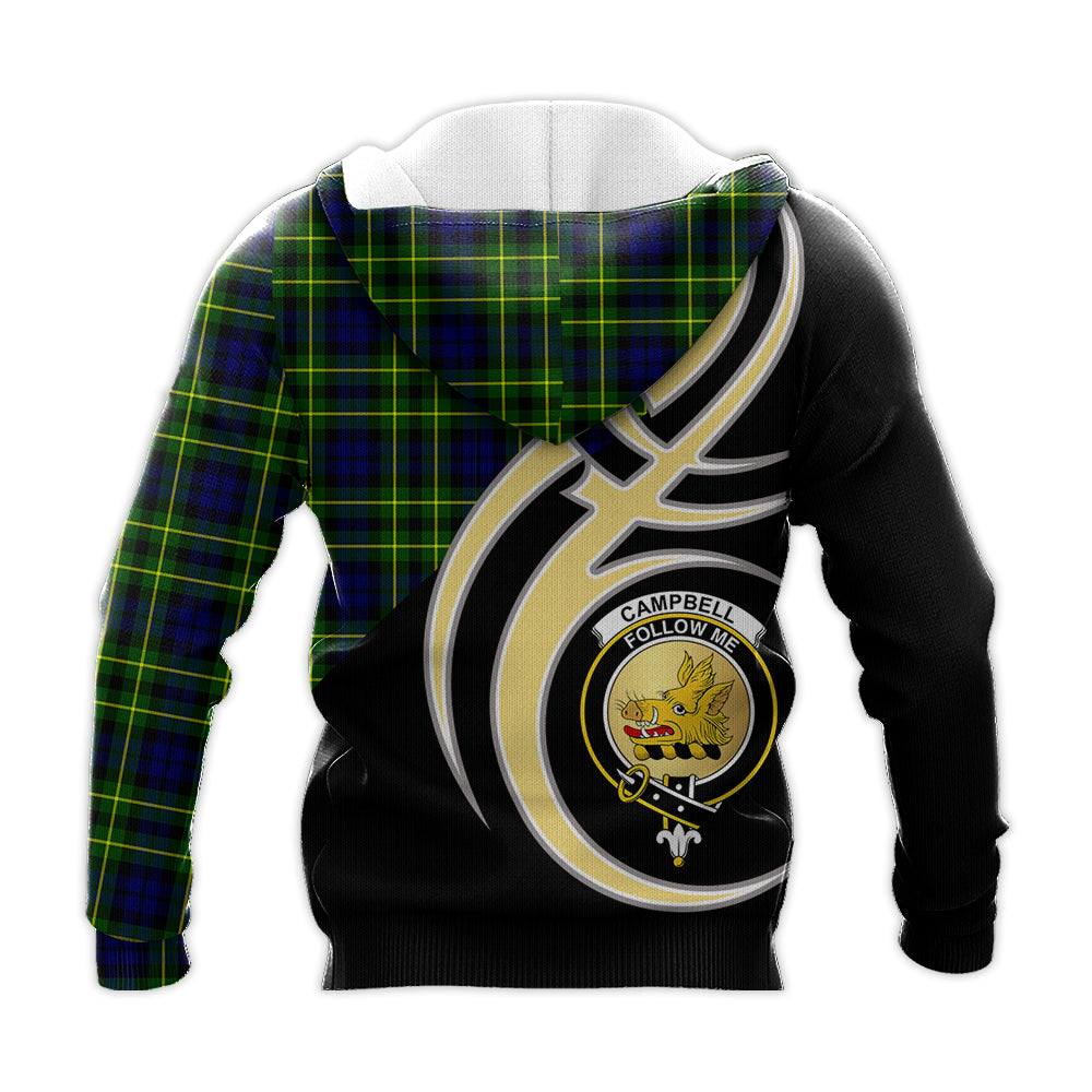 Printivon Campbell Of Breadalbane Modern Clan Believe In Me Crest Tartan Knitted Hoodie Custom Your Text