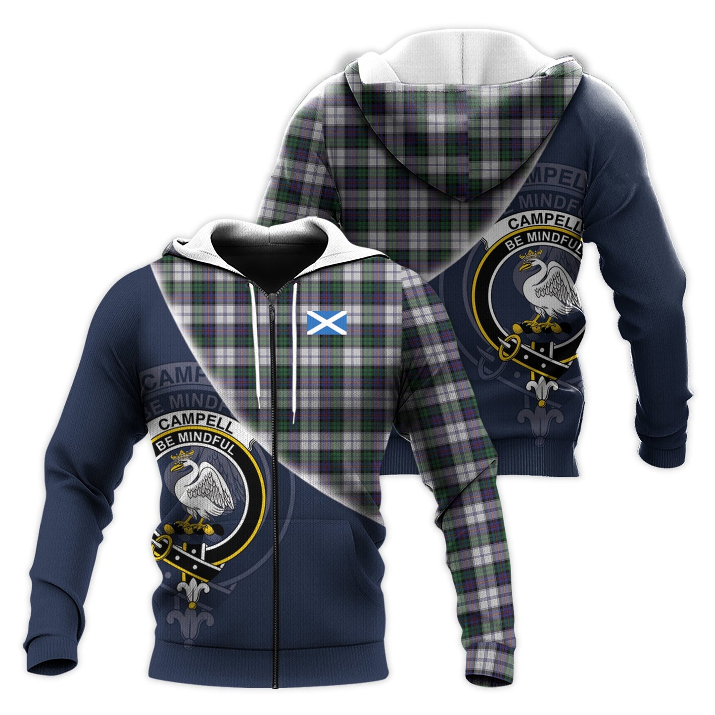 Printivon Campbell Of Cawdor Dress Tartan Scottish Crest Hoodie