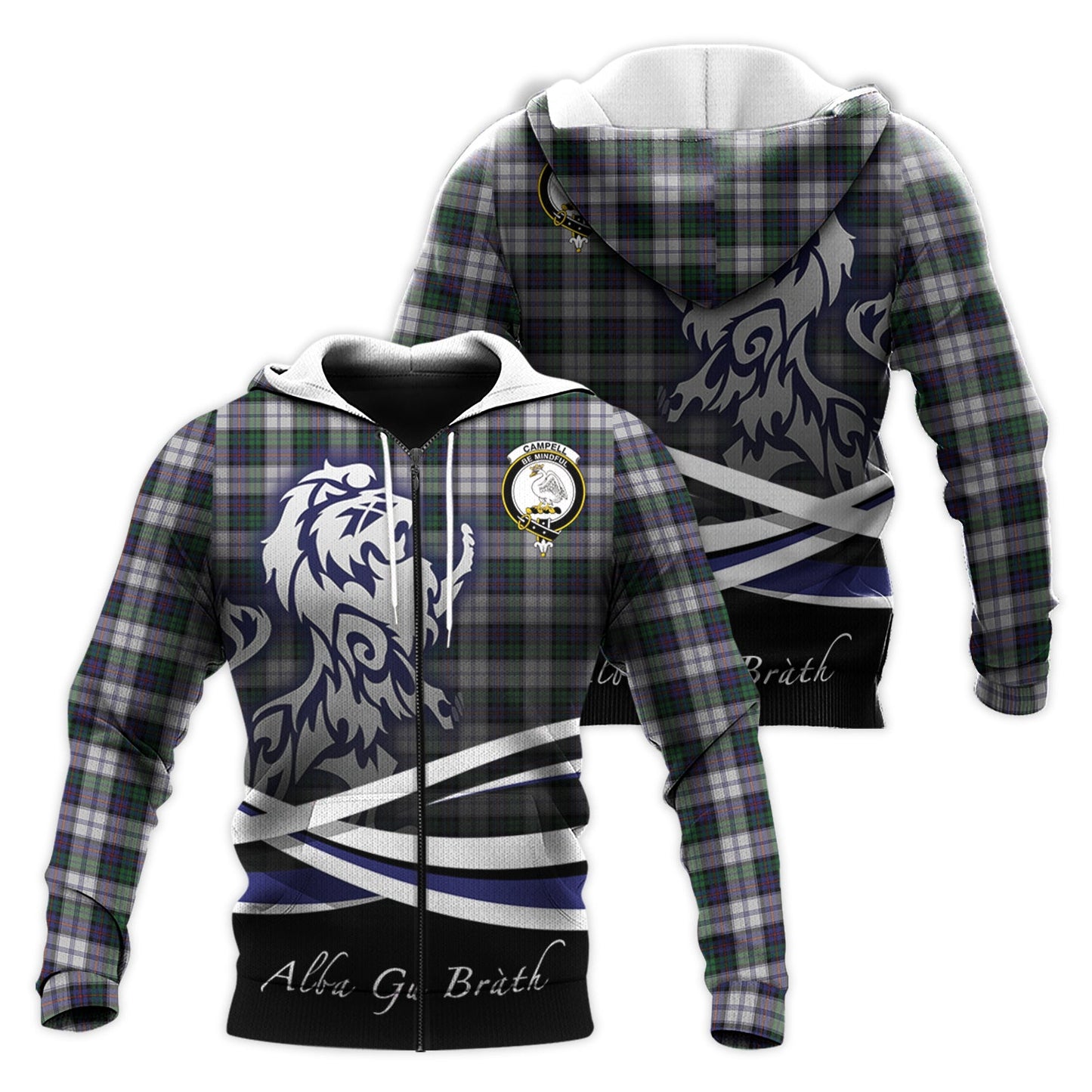 Printivon Campbell Of Cawdor Dress Tartan Scottish Lion Hoodie