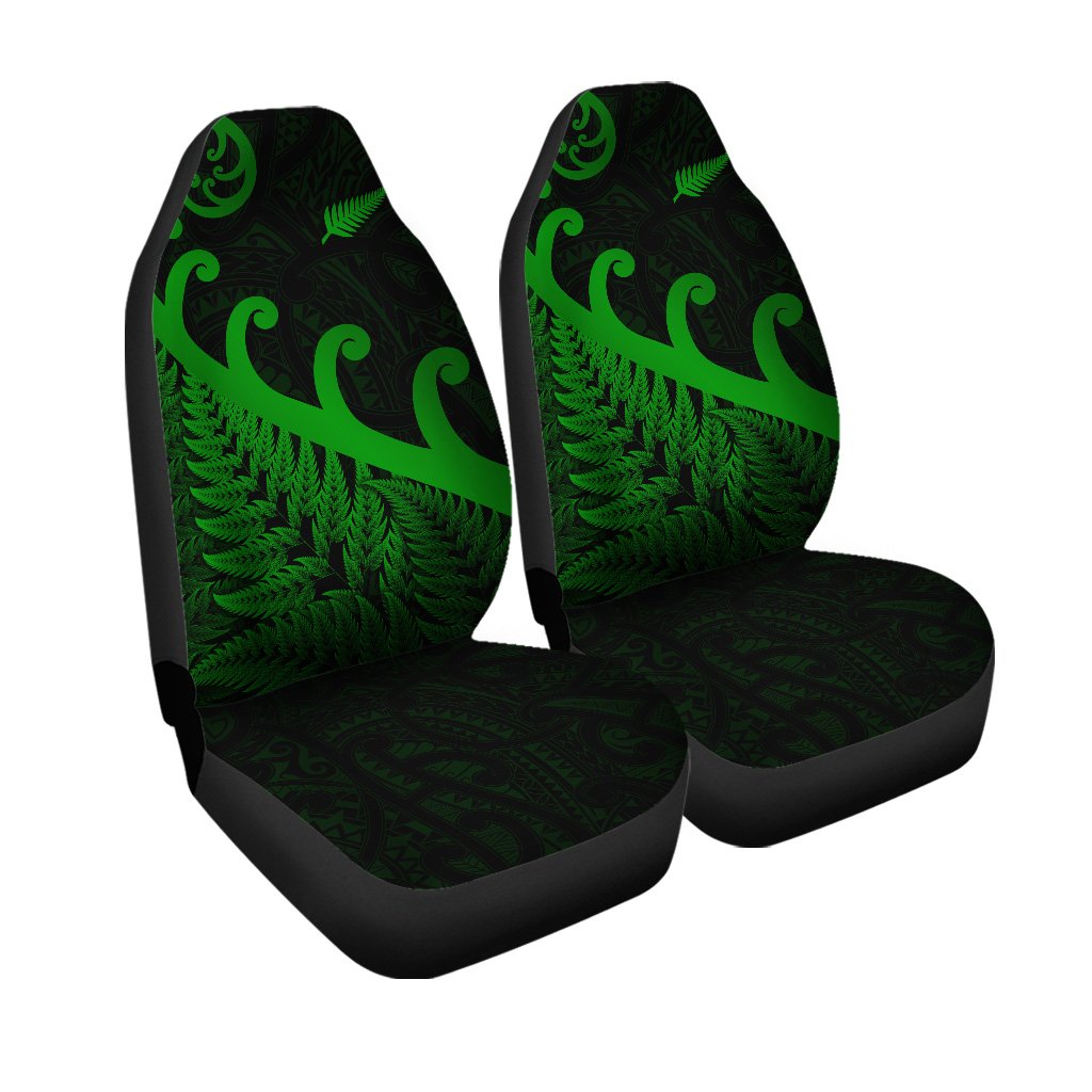 New Zealand Rugby Maori Car Seat Cover Silver Fern Koru Vibes Green