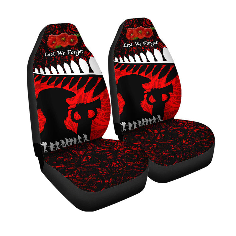 New Zealand Maori ANZAC Car Seat Cover Remembrance Soldier Red