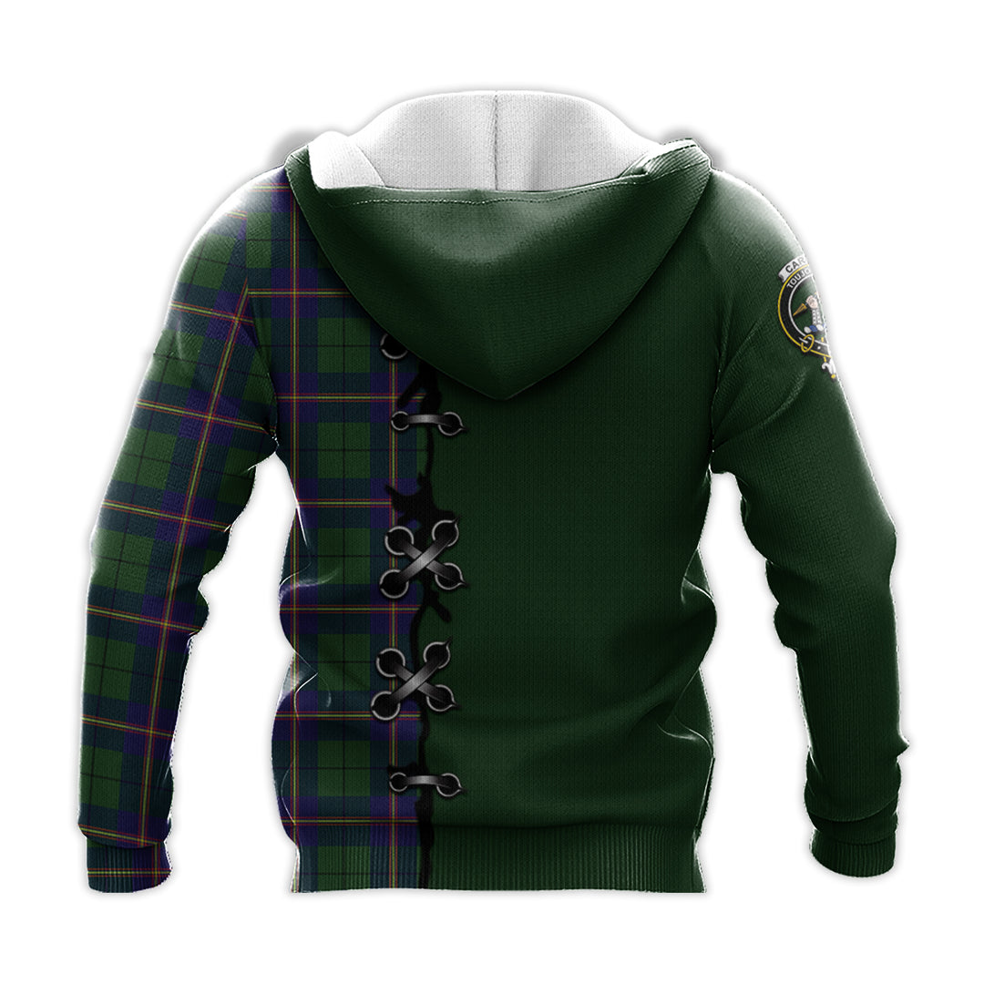 Printivon Carmichael Modern Tartan Hoodie Lion Rampant And Celtic Thistle Style