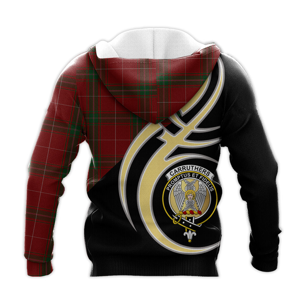 Printivon Carruthers Clan Believe In Me Crest Tartan Knitted Hoodie Custom Your Text