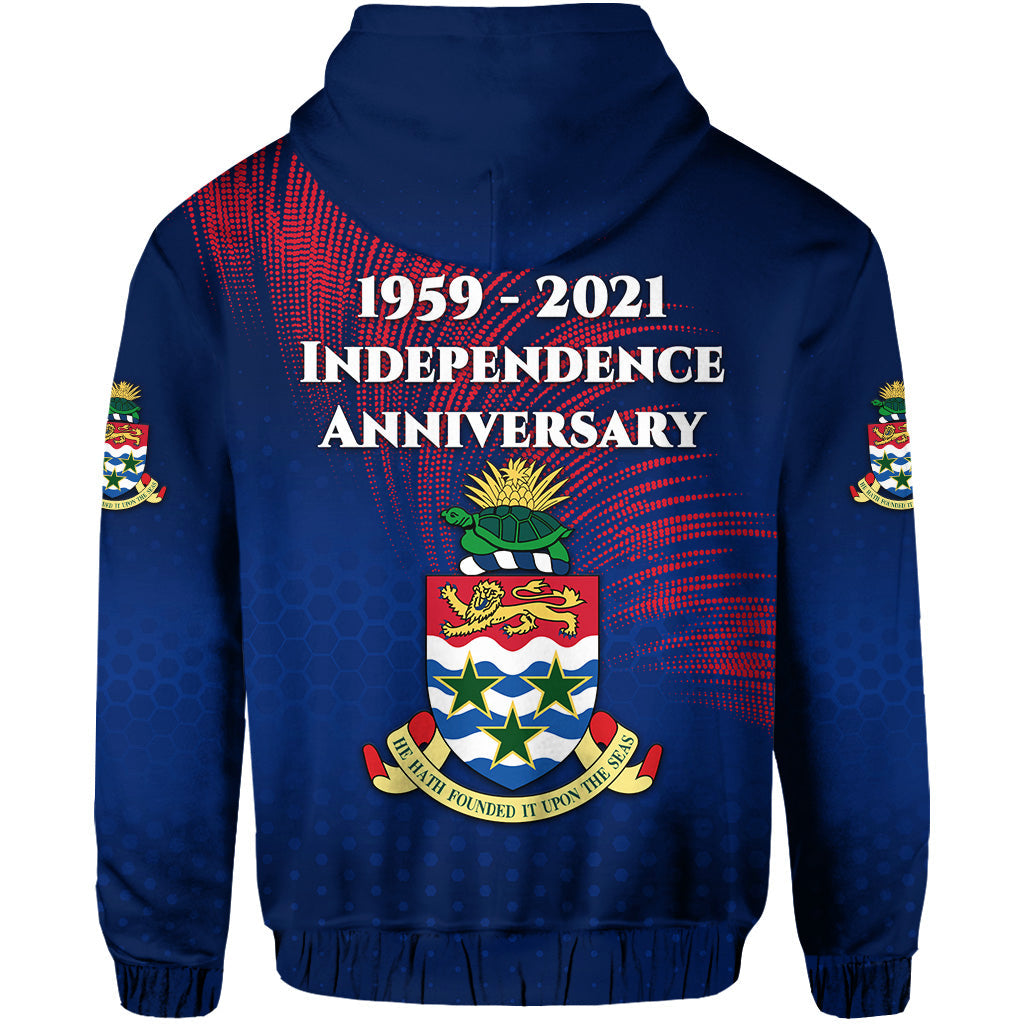 Cayman Islands Zip Hoodie Coat Of Arms Independence Anniversary Simple Style Blue