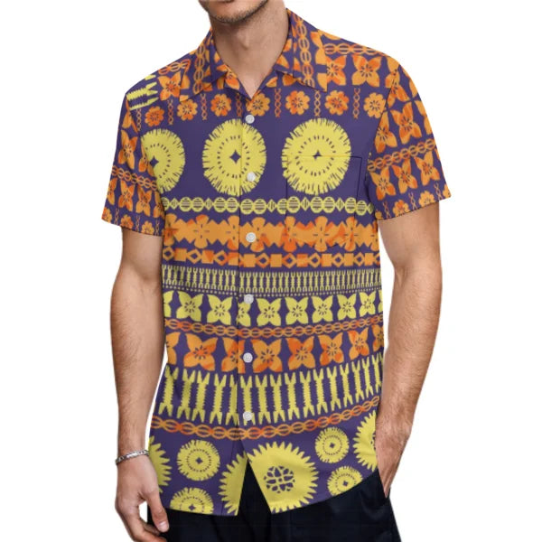 Polynesian Printed Geometric Pattern Matching Outfit For Couple Clothing Tropical Fishtail Dress And Shirt For Her Him