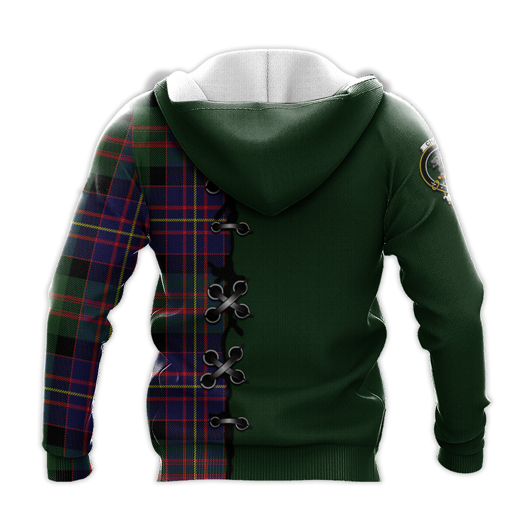 Printivon Chalmers Modern Tartan Hoodie Lion Rampant And Celtic Thistle Style