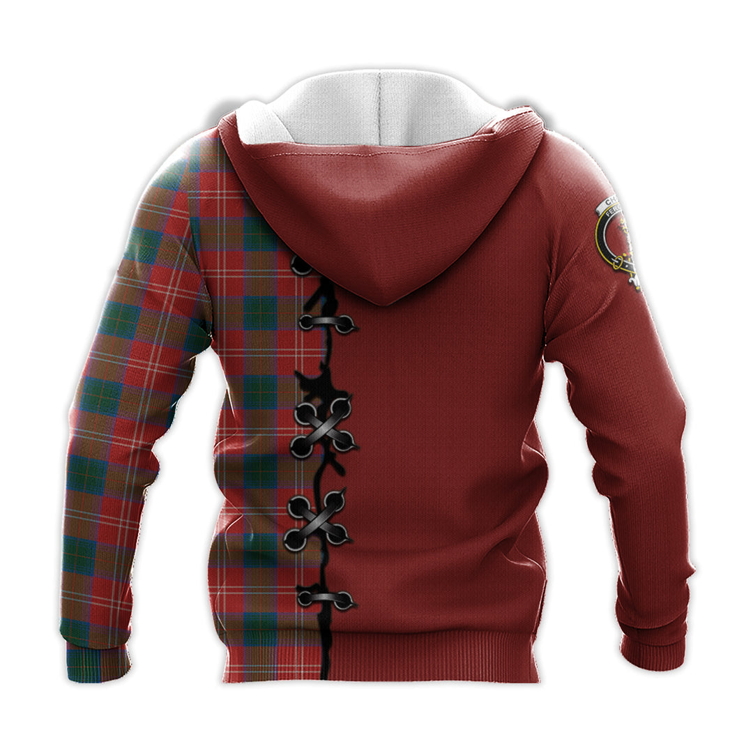 Printivon Chisholm Ancient Tartan Hoodie Lion Rampant And Celtic Thistle Style