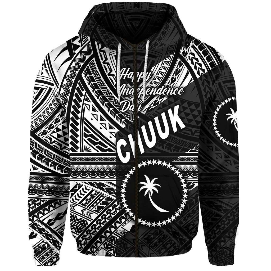 FSM Chuuk Zip Hoodie Happy Independence Day Original Vibes Black