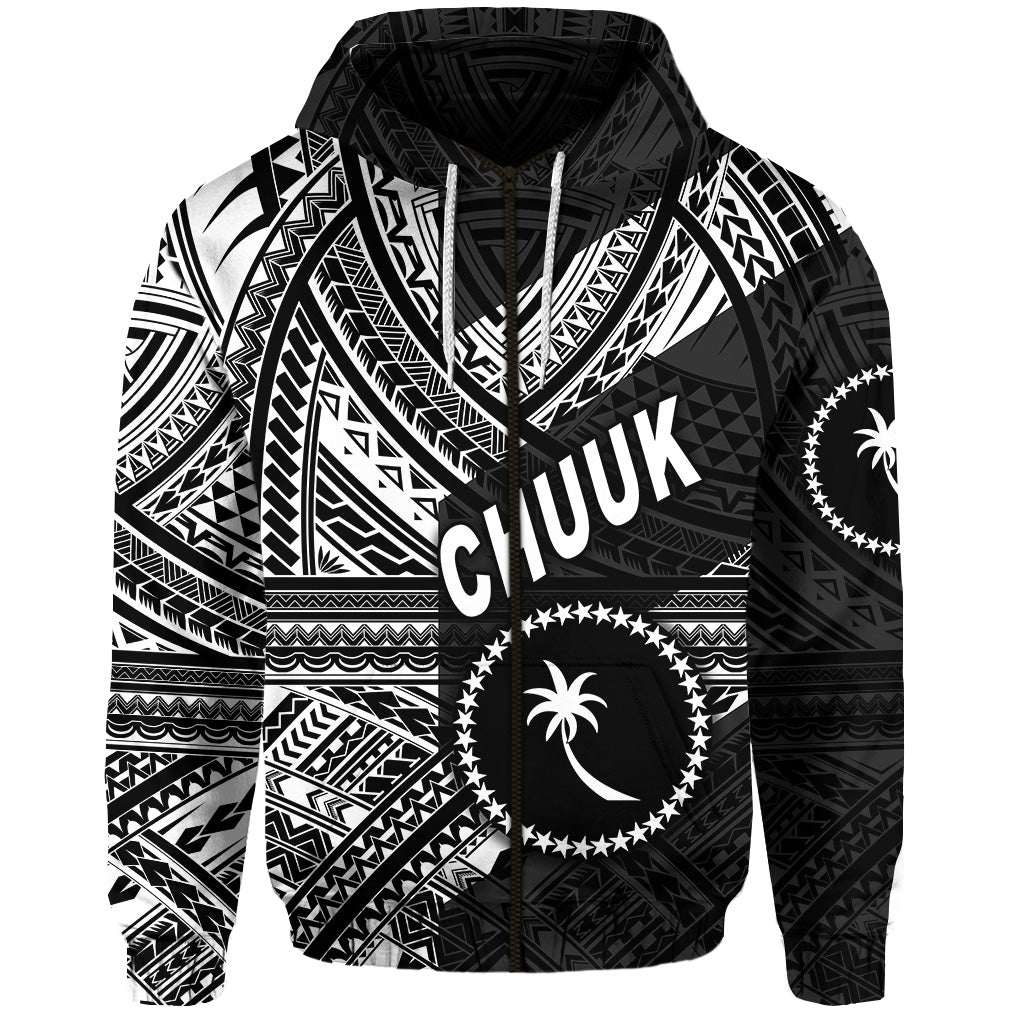 ( Personalised) FSM Chuuk Zip Hoodie Original Style Black