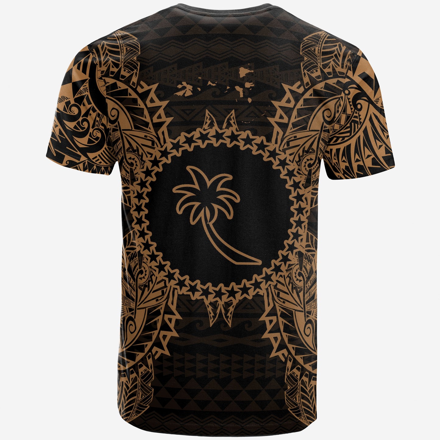 Chuuk All T Shirt Chuuk FLag Map Polynesian Tattoo Gold