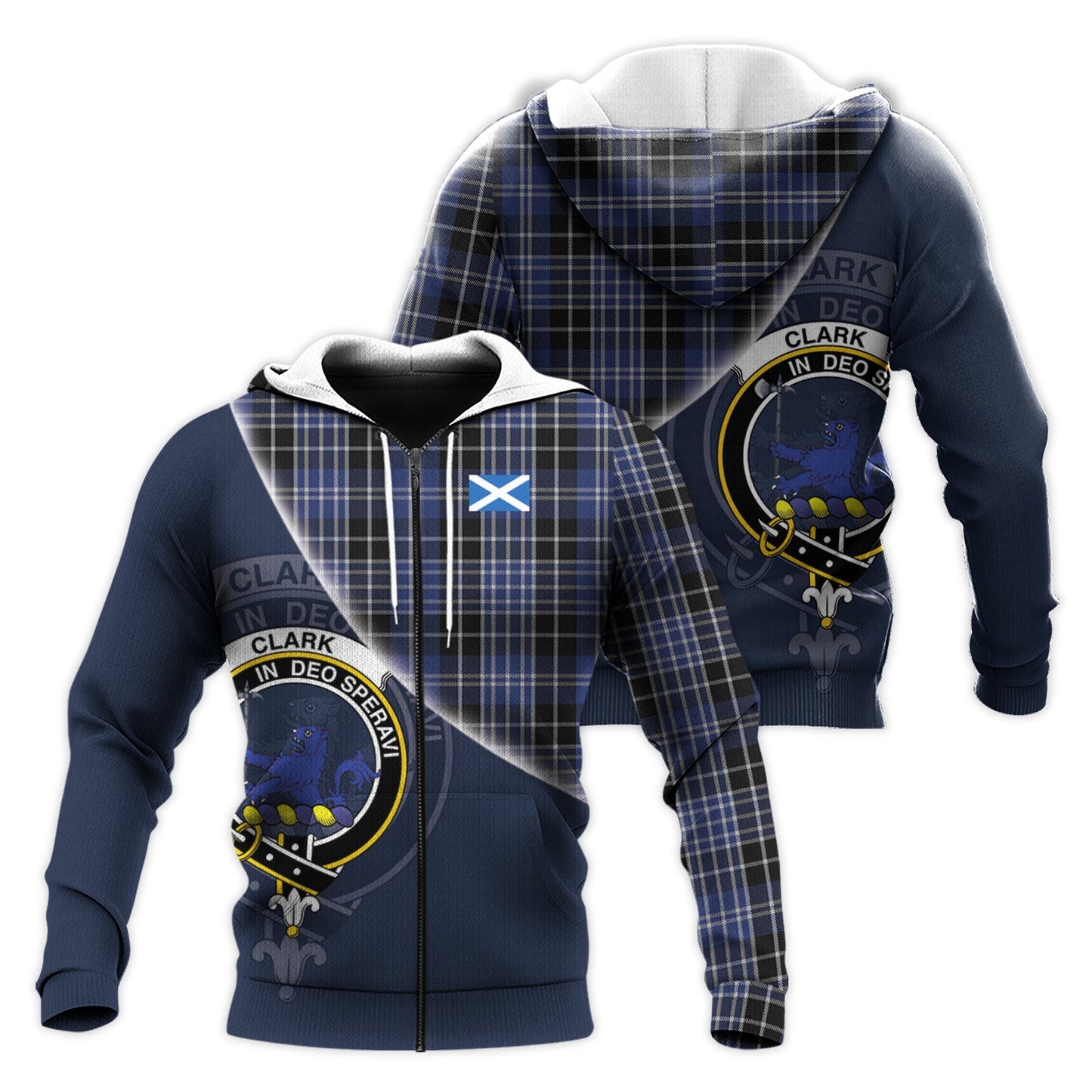 Printivon Clark Lion Tartan Scottish Crest Hoodie